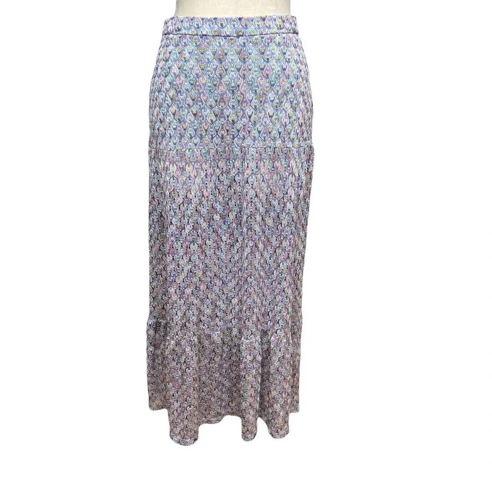 Trina Turk Crochet Maxi Skirt Purple Rainbow Multi Size‎ US 6